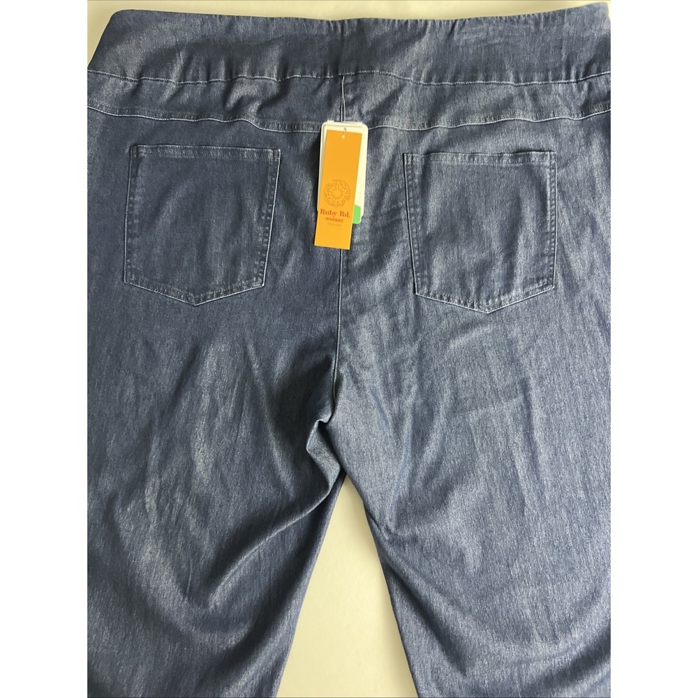 Ruby Rd. Women's Ankle Pants Size 24W Key Items Tencel Frayed Hem Dark Blue B40 - Picture 3 of 16